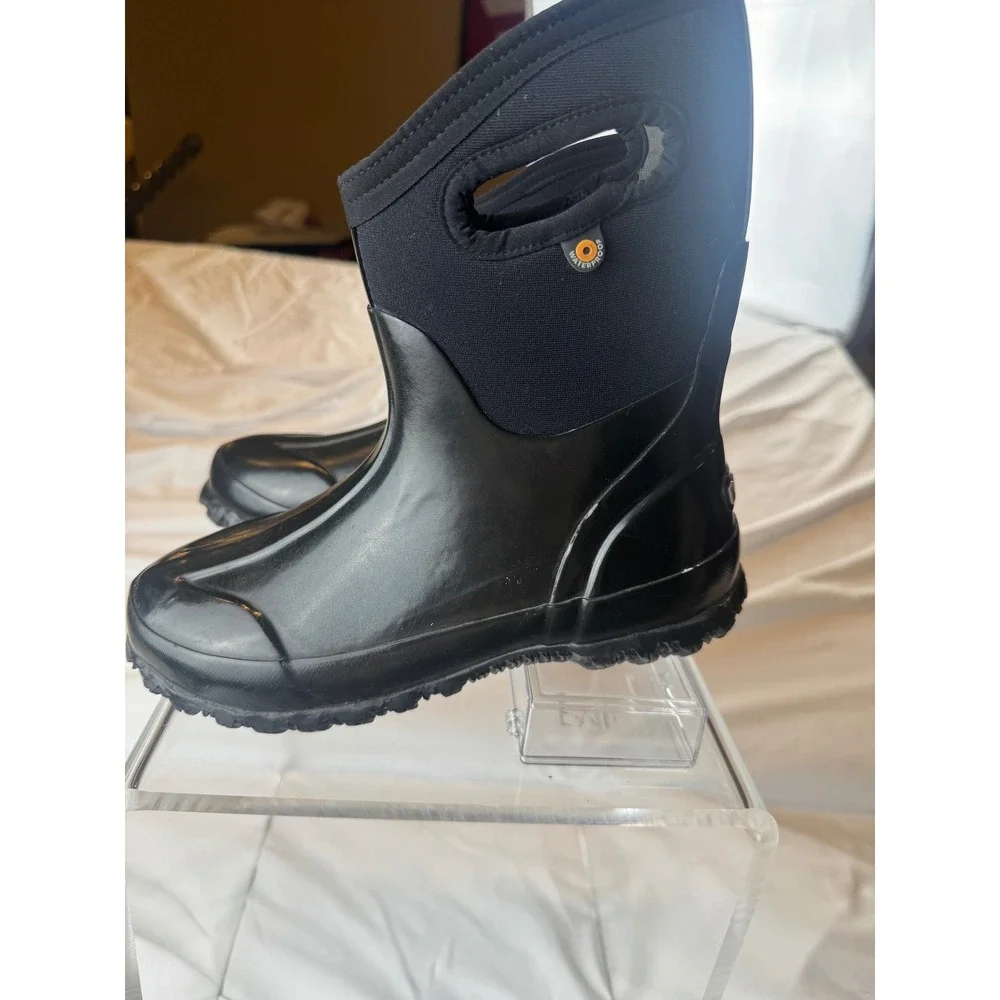 BOGS Classic Mid Handle Black Waterproof Insulated Rain Snow Boots 7